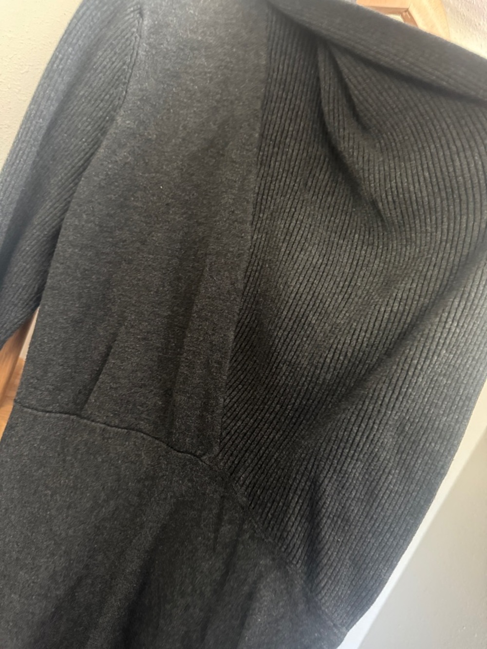 White House Black Market Dark Gray Draped Open-Front Cardigan Blazer - Picture 4 of 8